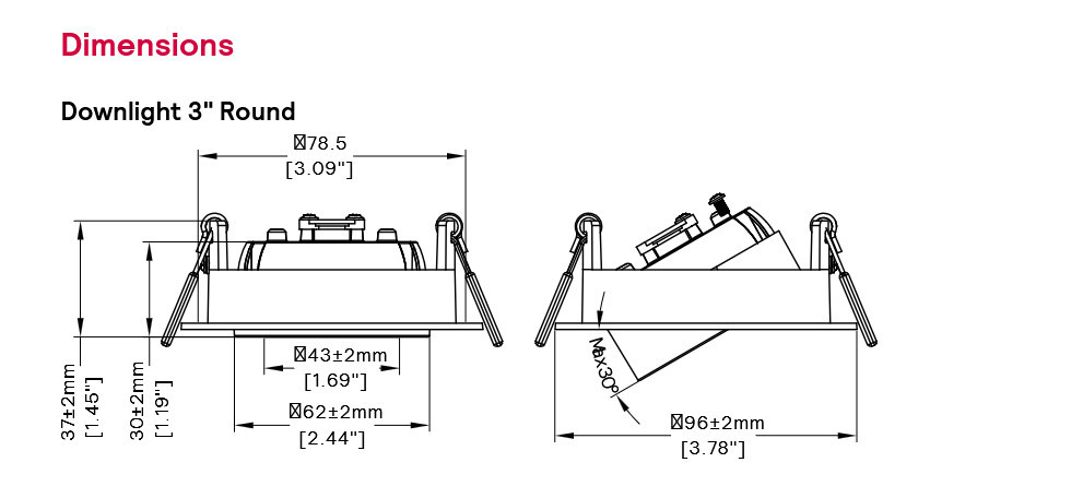 (case of 6) Lightolier LED Gimbal, 3 inch, 8 watt, 400 lumen, selectable Color Temperature, 30 degree tilt and 360 degree rotate, TRIAC dimming to 5 percent, GB3R4ESCT1W