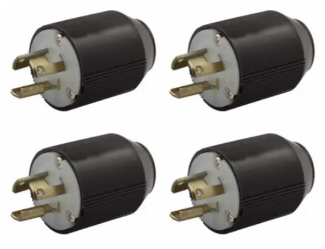 (4 pack) Eaton Wiring 4771N, 15 Amp Locking Plug, NEMA L7-15, Phenolic, Black, compatible with #16-#12 AWG, ideal for industrial applications
