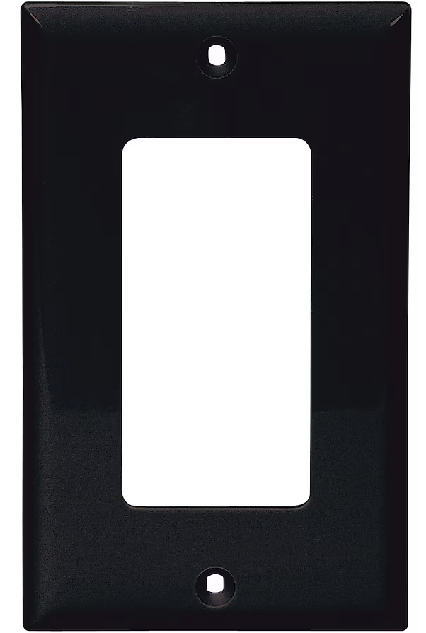 (case of 40) Eaton Wiring 1-Gang Decorator Wall Plate, Nylon, Standard, Black, 5151BK