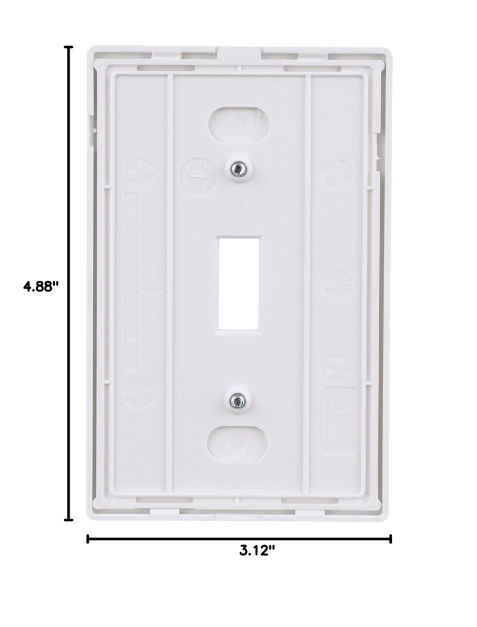 EATON PJS1W Arrow Hart Pjs1 Mid Size ScrewLess Wall Plate, 1 Gang, 4-7/8 in L X 3-1/8 in W X 0.08 in T, White
