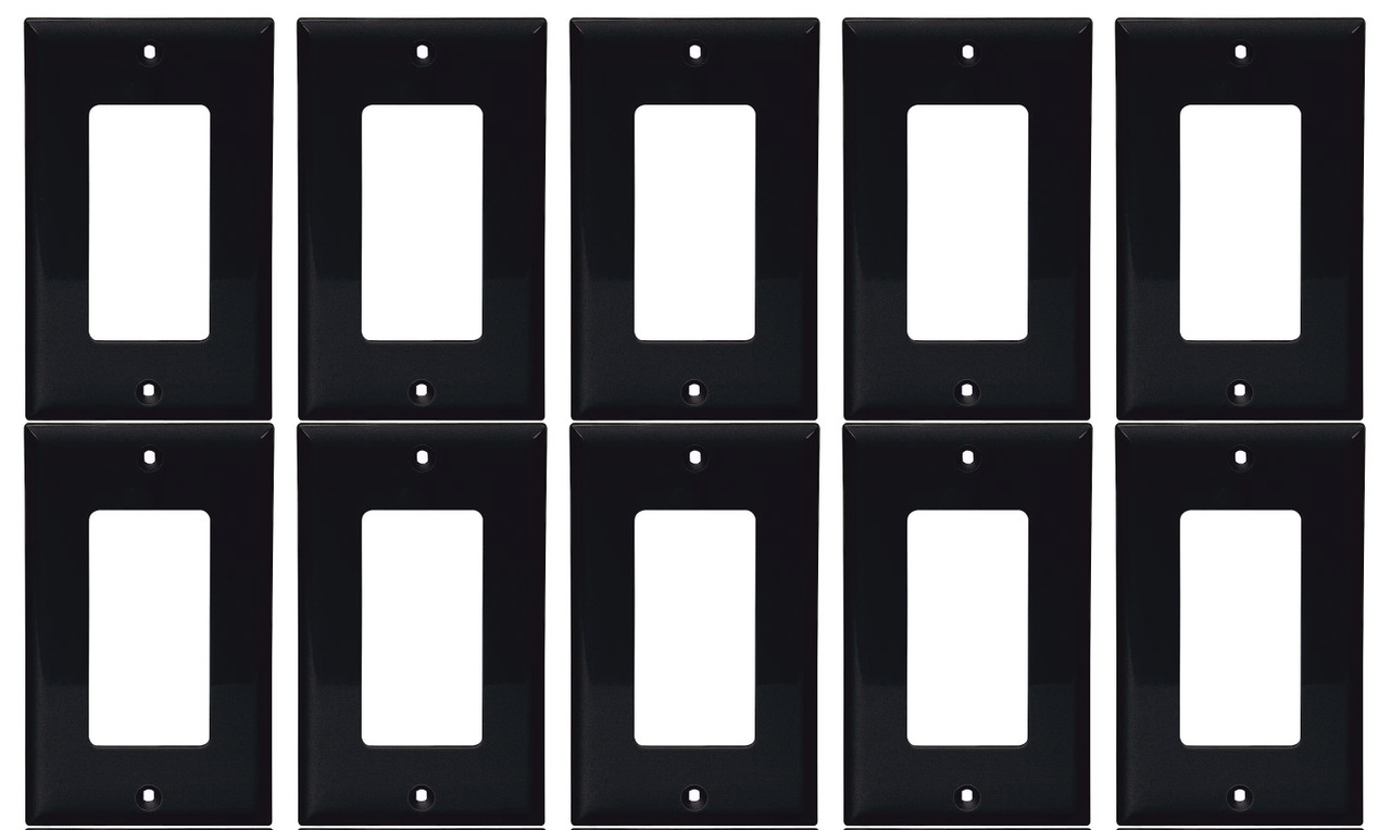 (case of 10) Eaton Wiring 1-Gang Decorator Wall Plate, Nylon, Standard, Black, 5151BK