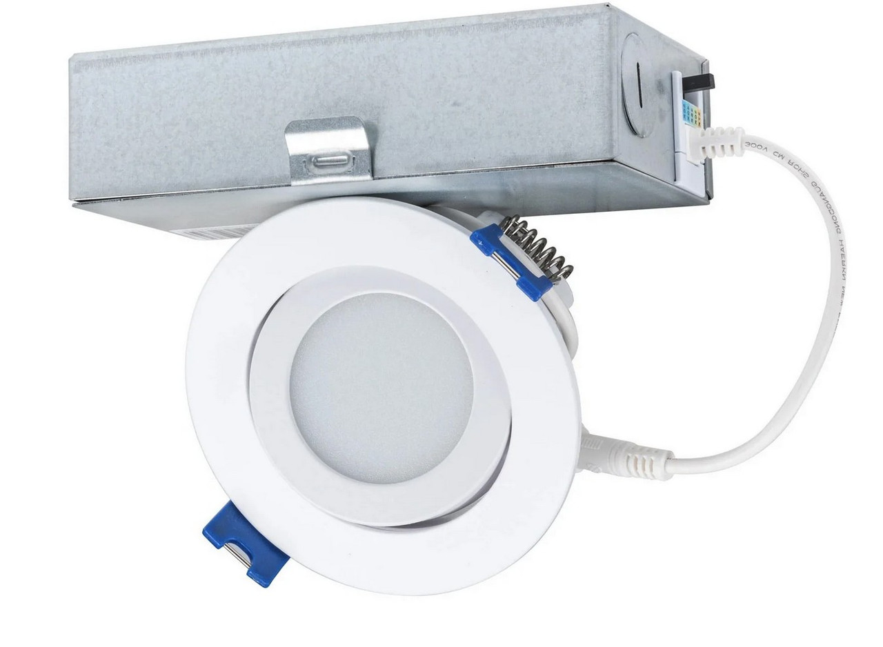 (case of 4) Signify Lightolier LED 6 inch Round Gimbal Downlight, 15 watt 1100 lumen, field selectable 5CCT (2700K, 3000K, 3500K, 4000K, 5000K), 120V, Triac Dimming, White, GB6R11ESCT1W