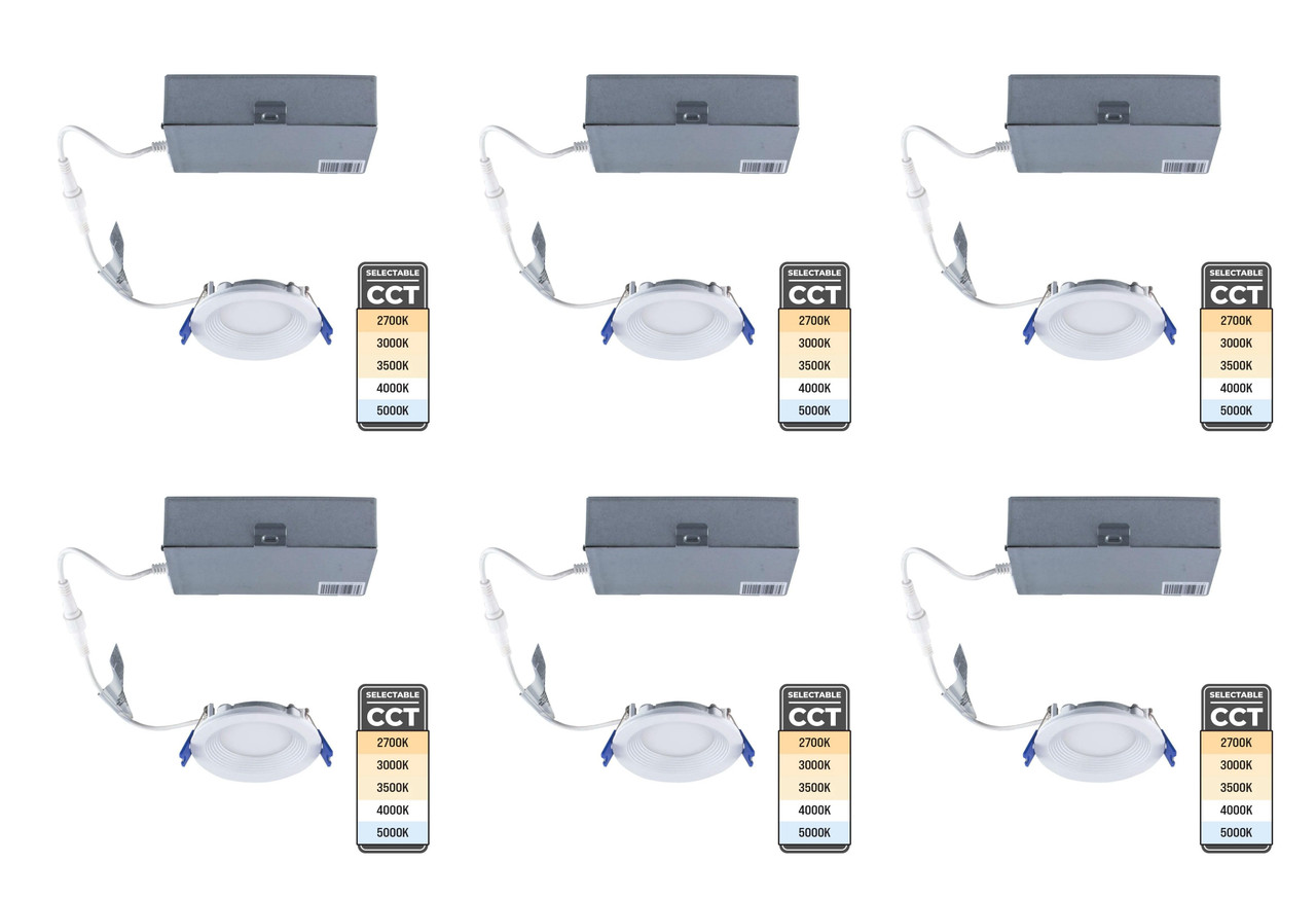 (case of 6) Lightolier LED Downlight, 3 inch round, Field Selectable Color Temperature, 400 lumens, 8 watts, TRIAC Dimming, IC rated, DL3R4ESCT1W