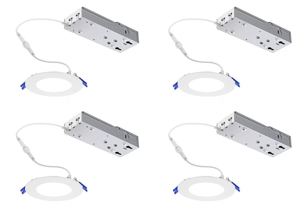 (case of 4) Lightolier LED Flat Downlight, 8 inch round wafer, 1300 lumen, 18 watt, TRIAC Dimming, Field Selectable Color Temp (2700K, 3000K, 3500K, 4000K, 5000K) 120V, wafer thin,  FD8R13ESCT1W 