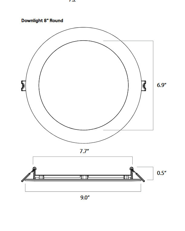 (case of 4) Lightolier LED Flat Downlight, 8 inch round wafer, 1300 lumen, 18 watt, TRIAC Dimming, Field Selectable Color Temp (2700K, 3000K, 3500K, 4000K, 5000K) 120V, wafer thin,  FD8R13ESCT1W 