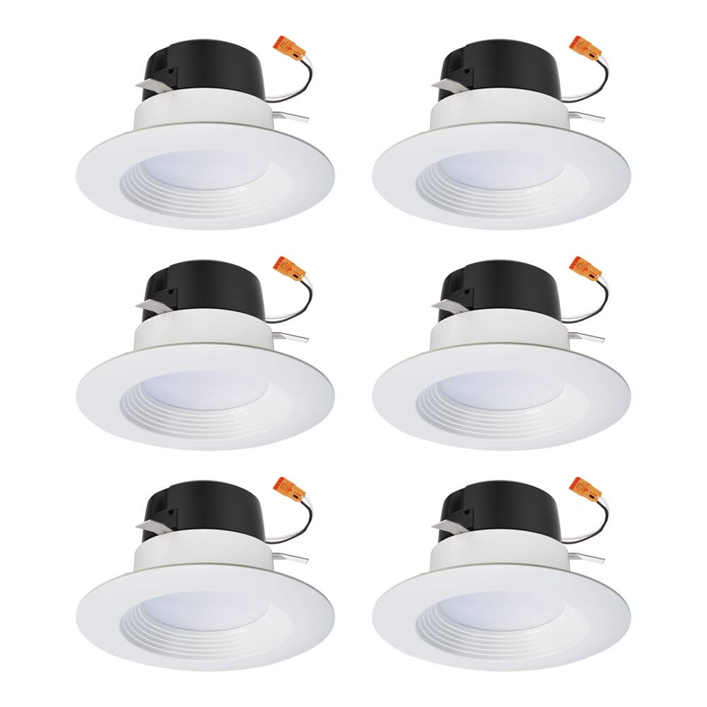 HALO 4 inch Recessed LED Can Light – Retrofit Ceiling & Shower Downlight – 3000K -Baffle White Trim (6 Pack)