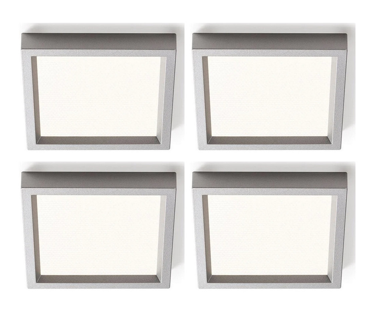 (case of 4) Lightolier S6S830K10AL  SlimSurface LED Surface Mount Light Fixture, 6 inch square luminaire, 3000K, Aluminum finish, 80CRI, 1000 lumens, Wet locations, 6x6 surface mount