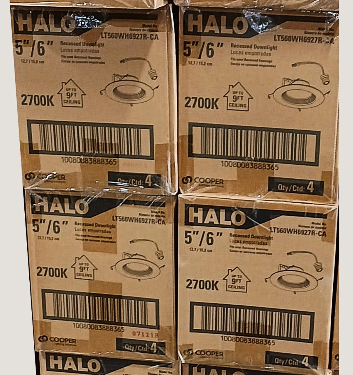 (case of 16) Halo 5-inch and 6-inch Integrated LED Recessed Ceiling Light 90 CRI, California Title 20 Compliant Retrofit Downlight Trim, 2700K Warm White, 730 lumens, 8 watts