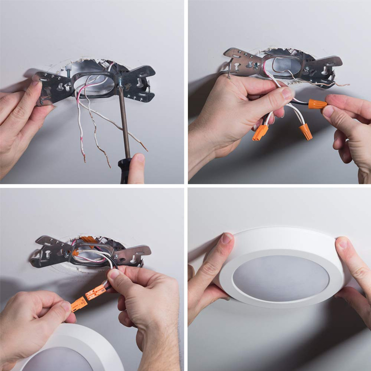 (case of 4) HALO BLD 4 in. 3000K Soft White Color Temperature Integrated LED Recessed Surface Mount Trim, 600 lumens, Title 20 Compliant, BLD406930WHR-CA