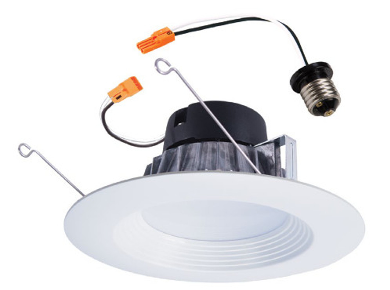 Halo LED Recessed Retrofit Module with Baffle Trim, LED recessed fixture with screw base adapter,  3000K, 12 watts, 1140 lumens, 90 CRI, Matte white