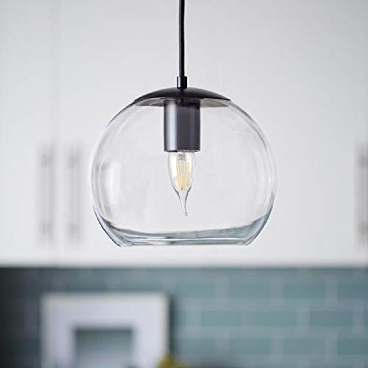 GE Lighting 33031 LED Vintage Chandelier Light Bulb with Medium Base, 3-Watt, Soft White, 1-Pack, Amber Glass