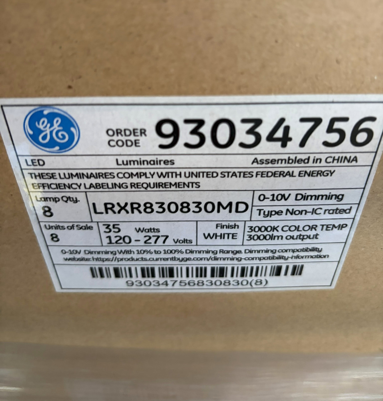 Lumination LRX Series LED downlight, 8 inch round,  3000 lumen, 3000K Color Temperature, 0-10V Dimming, 120-277V, LRXR830830MD (case of 8)