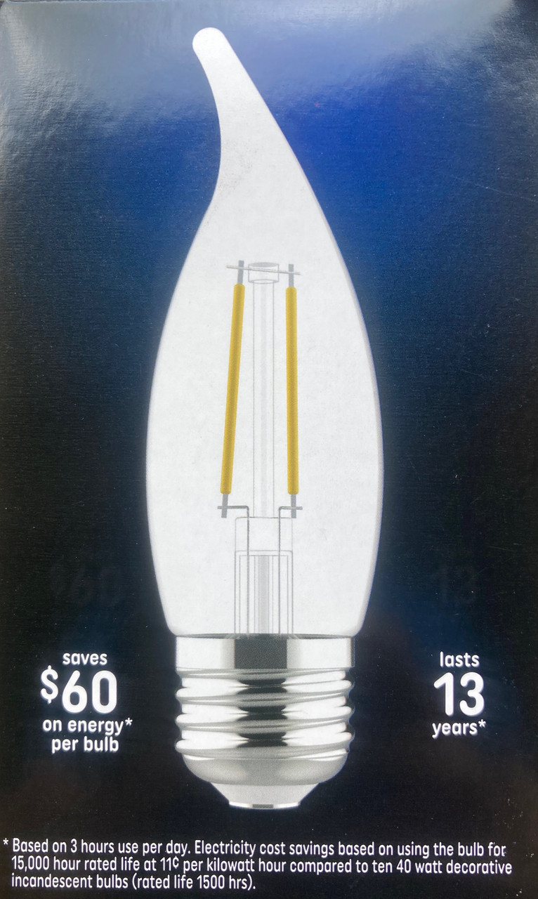 (case of 12) GE 93107093 Chandelier LED Bulbs,  3.5 watts (40 watt replacement), medium base, dimmable, clear decorative LED light bulbs