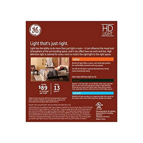 GE Relax 3-Pack 60 W Equivalent Dimmable, Soft White Ca12, Candelabra base,  5.5 watt 500 lumen, LED Light Fixture Light Bulbs