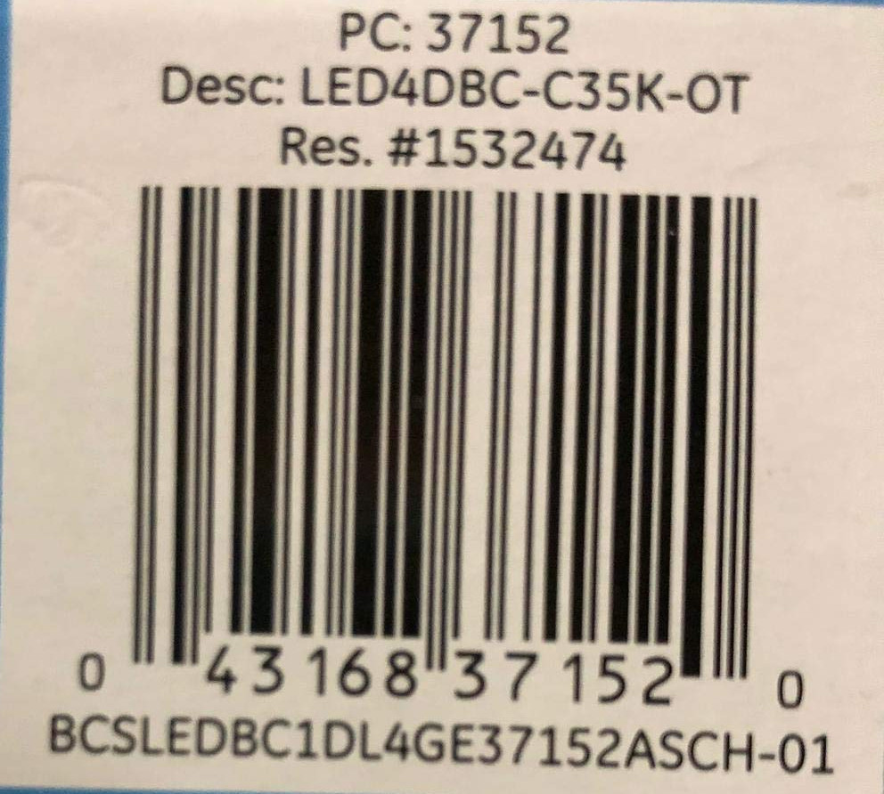 (pack of 12 bulbs) GE 37152 LED Decorative Light Bulb, Candle shape, Candelabra base, Daylight, 4.2 watt LED Light Bulb