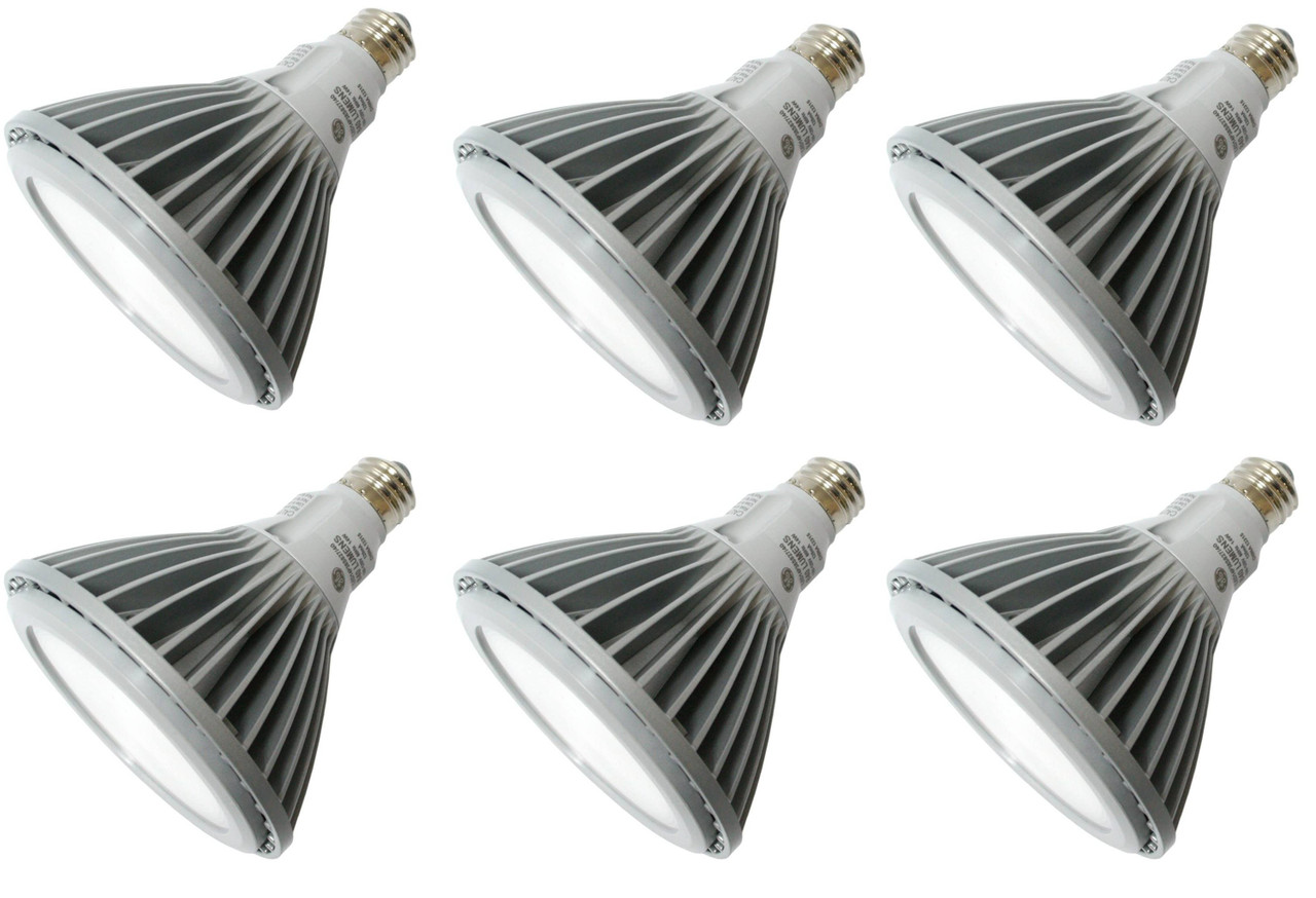 (case of 6) GE LED PAR38 - 14 watt, 840 Lumen, 40 Deg. Flood, 2700K Warm White, silver, medium base, dimmable