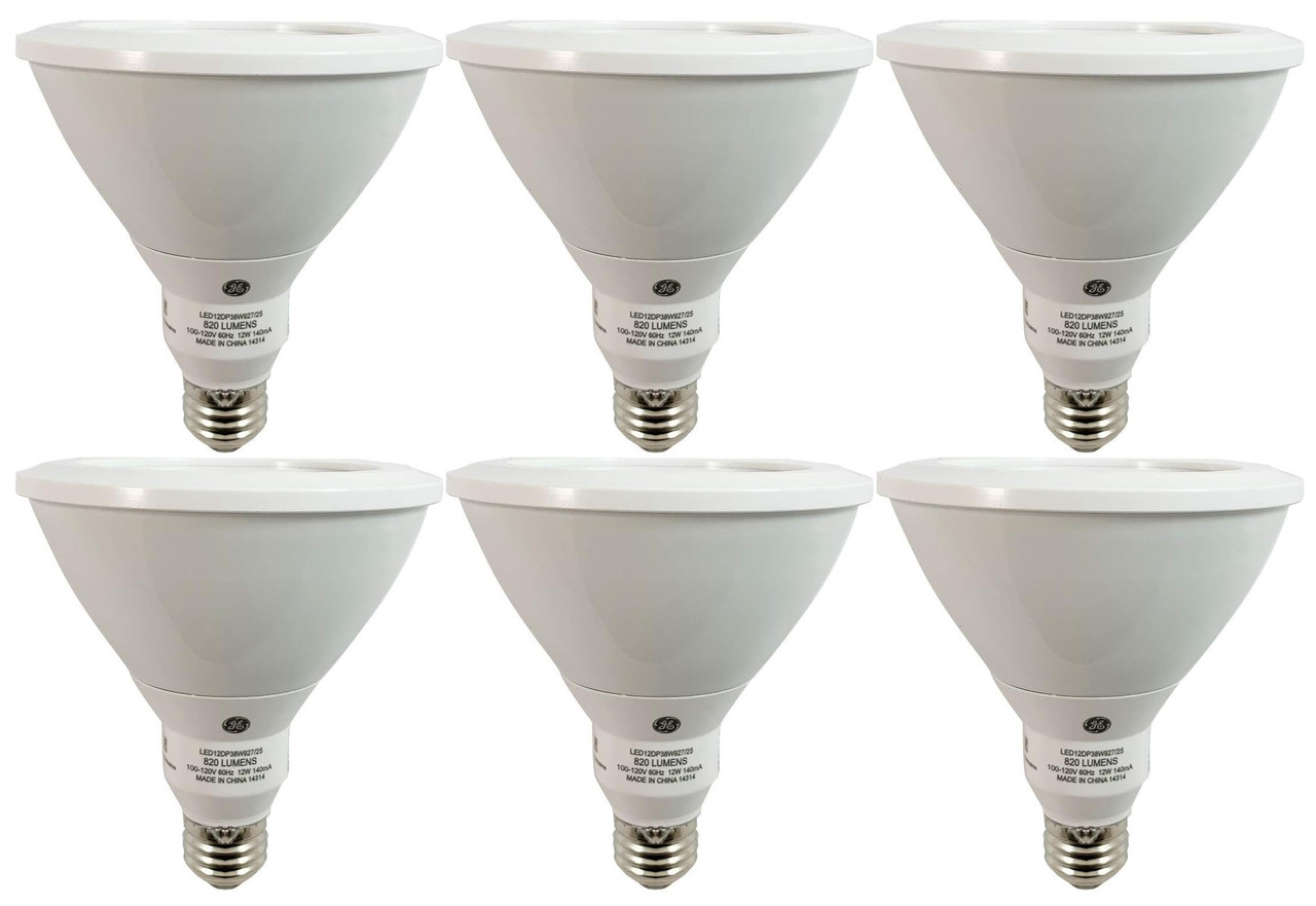 (case of 6) GE LED PAR38 - 12 Watt - 820 lumens-- 90W Equal - - 40 Deg. Flood - 2700K Warm White - GE 63343
