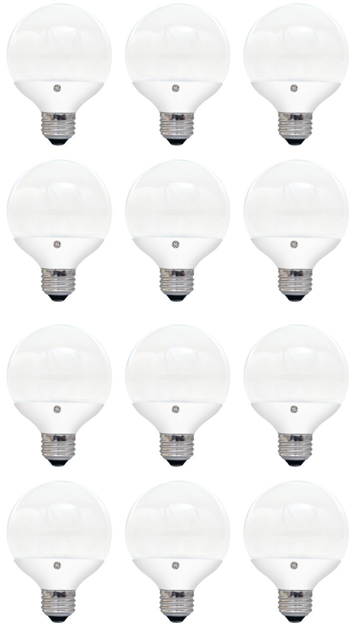 (case of 12 bulbs) GE Lighting 37906 LED G25 Decorative Bulb with Medium Base, 5-Watt, Soft White, Dimmable, 350 lumens 