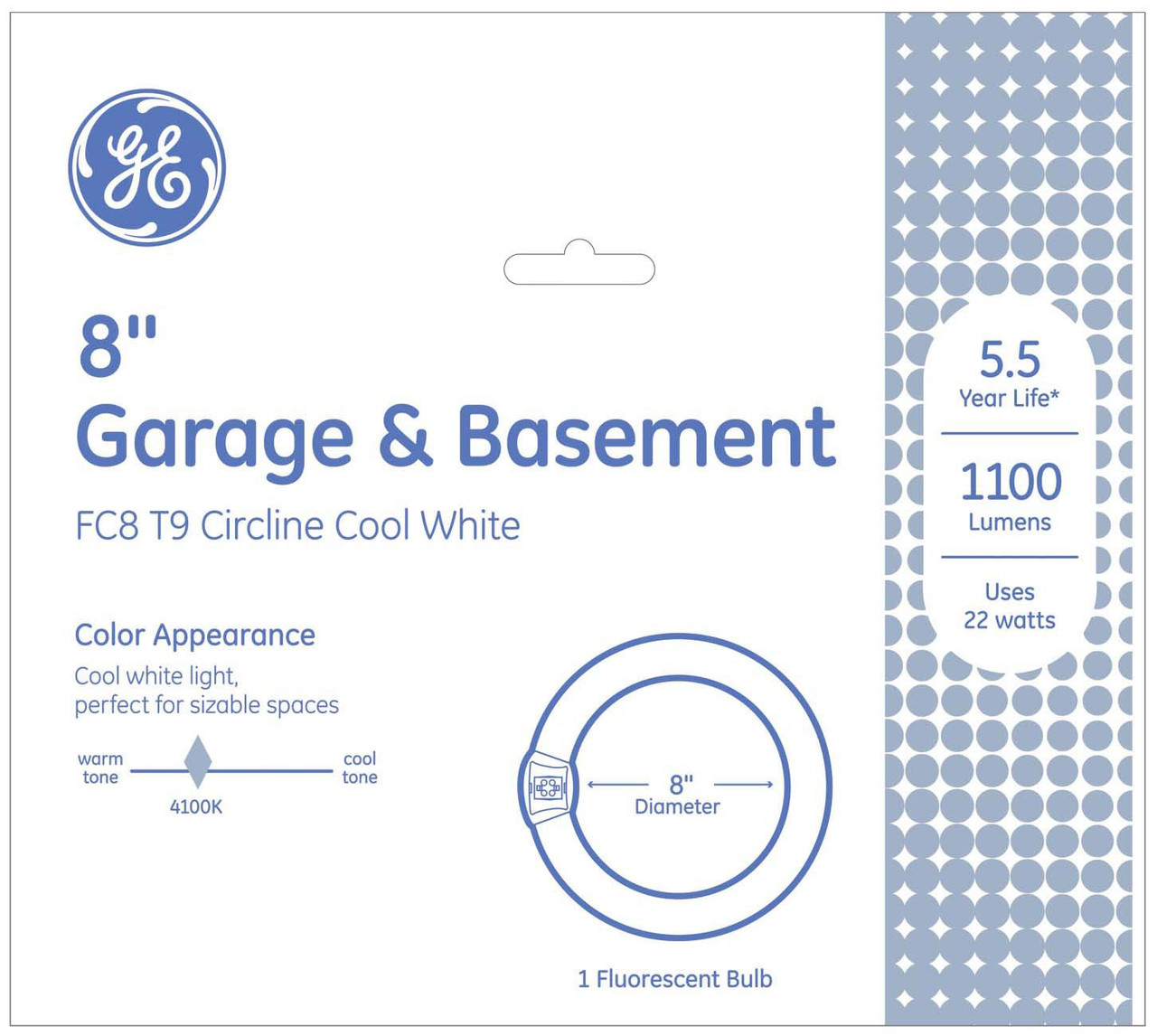 GE Lighting 33774 Circular Fluorescent Cool White 8-Inch Diameter Circline Fluorescent T9 Bulb, 22-Watt, 1100 lumen, 4100K (quantity of 4)