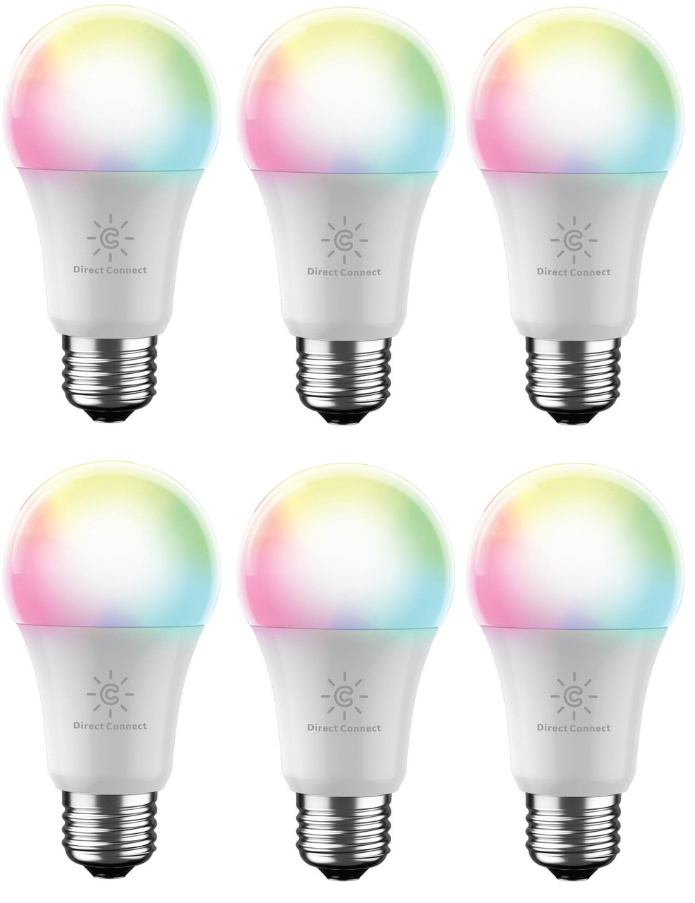 (6 bulbs)GE Lighting CYNC Smart LED Light Bulbs, Color Changing, Bluetooth and Wi-Fi, Compatible with Alexa and Google Home, A19 Bulbs 