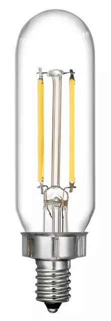 GE Vintage Style T8 LED Light Bulb, Tube Light Clear Glass, 25 Watt Replacement, candelabra base, 3 watt, 150 lumen, dimmable
