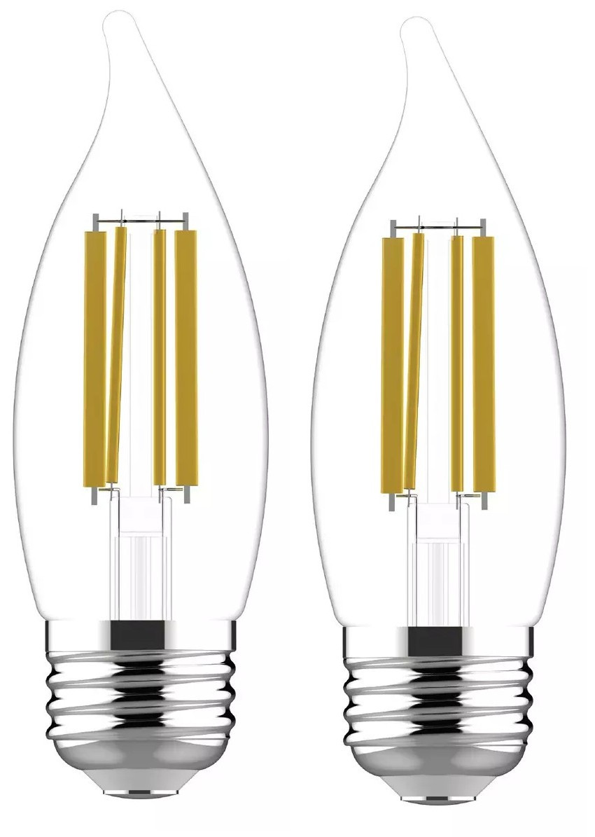 GE Ultrabright Decorative LED bulb, 7.5 watt, 810 lumens, soft white, medium base, dimmable, ultra bright and ultra beautiful (2 bulbs)