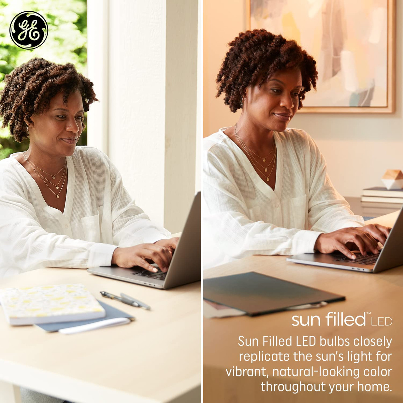 GE Lighting Sun Filled LED Light Bulb, 60 Watt Replacement, Daylight, Medium Base, Dimmable (case of 4)