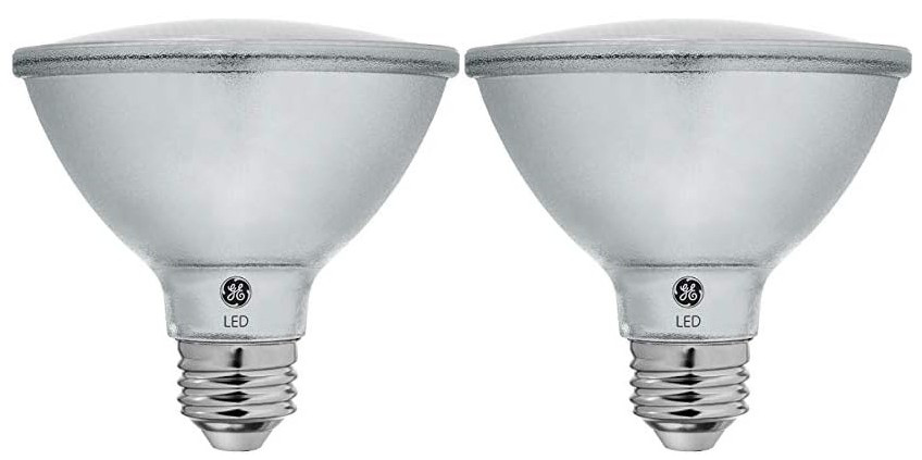 GE classic LED PAR30 short neck Indoor Floodlight, Warm White 2700K, 10 watt, 900 lumens, 75000 hour life, Dimmable, beautiful Silver LED bulbs (2 LED bulbs)