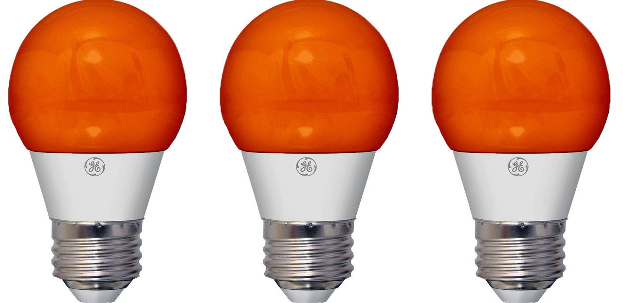 GE Lighting Orange LED A15 Party Light, Happy Party Bulb with Medium Base, 3-Watt, 45 Lumen, Exuberant Orange, (case of 3 bulbs)  