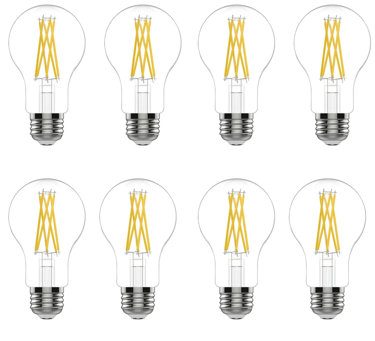 GE reveal LED A19, 100 watt equivalent, 11 watts 1140 lumens, HD Light, Dimmable, medium base, pure, clean reveal HD light (8 bulbs)