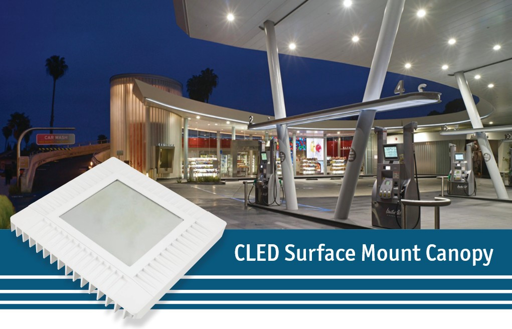 Hubbell Whiteway Canopy Luminaire Surface Mount LED Canopy, 120 watts, 16800 lumens, 4000K, 120-277V, White, CLED-HLHE-7-UNV-S-4-WH