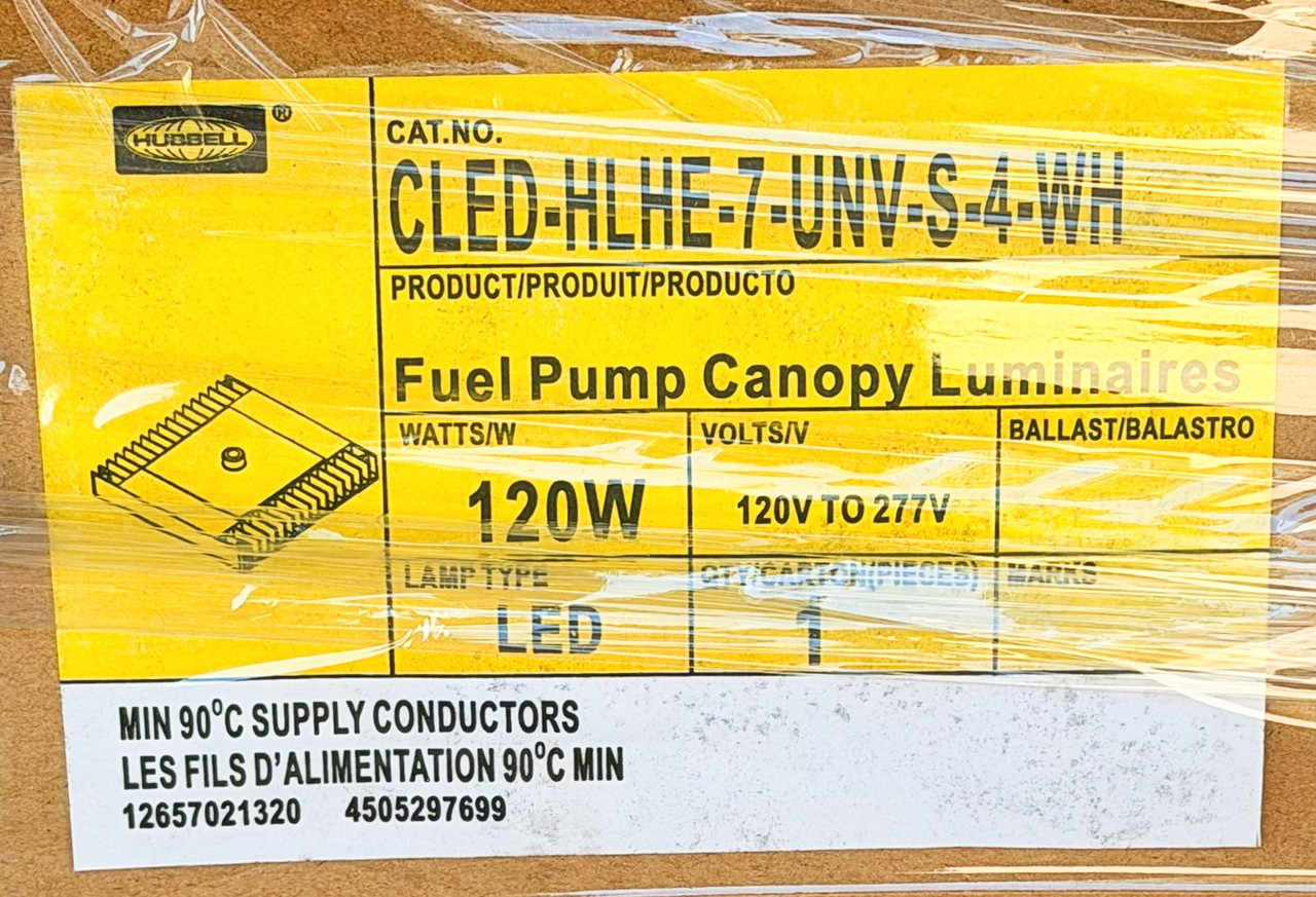 Hubbell Whiteway Canopy Luminaire Surface Mount LED Canopy, 120 watts, 16800 lumens, 4000K, 120-277V, White, CLED-HLHE-7-UNV-S-4-WH