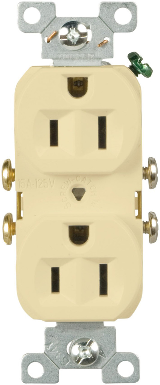 Eaton Wiring Devices CR15V Commercial Grade Straight Blade Duplex Receptacle with 15-Amp, 125-Volt, 5-15-NEMA Rating, Ivory