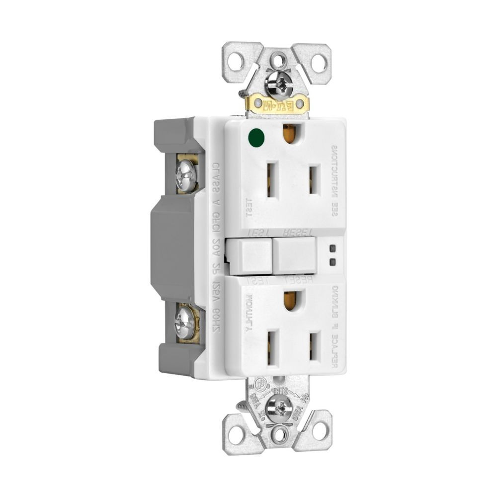 Eaton Hospital Grade GFCI receptacle, Self Test, 15A, 125V, #14-10 AWG, white