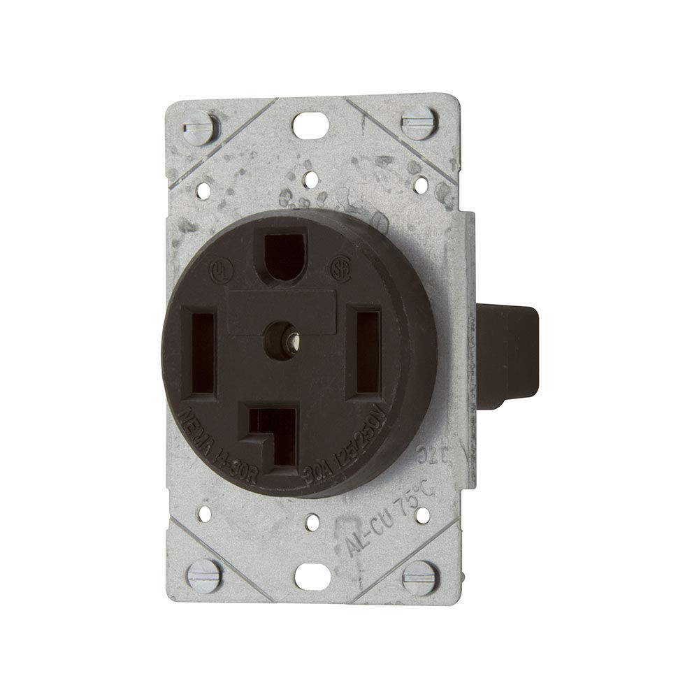 Eaton 1257-SP 3-Pole, 4-Wire 30-Amp 125/250-Volts Flush Mount Device Power Receptacle, Black 