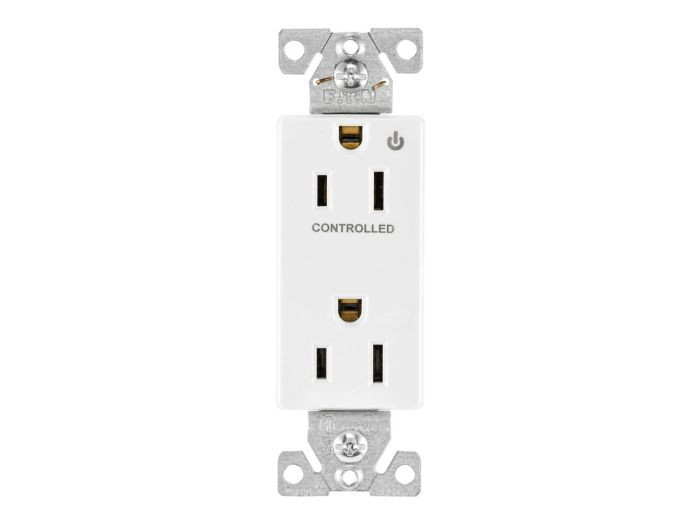 (case of 10) Eaton Construction Grade Half-Control Receptacle, 6252CHW, 2 pole, 3 wire grounding, 15A, 125V, White, Half controlled, commercial quality