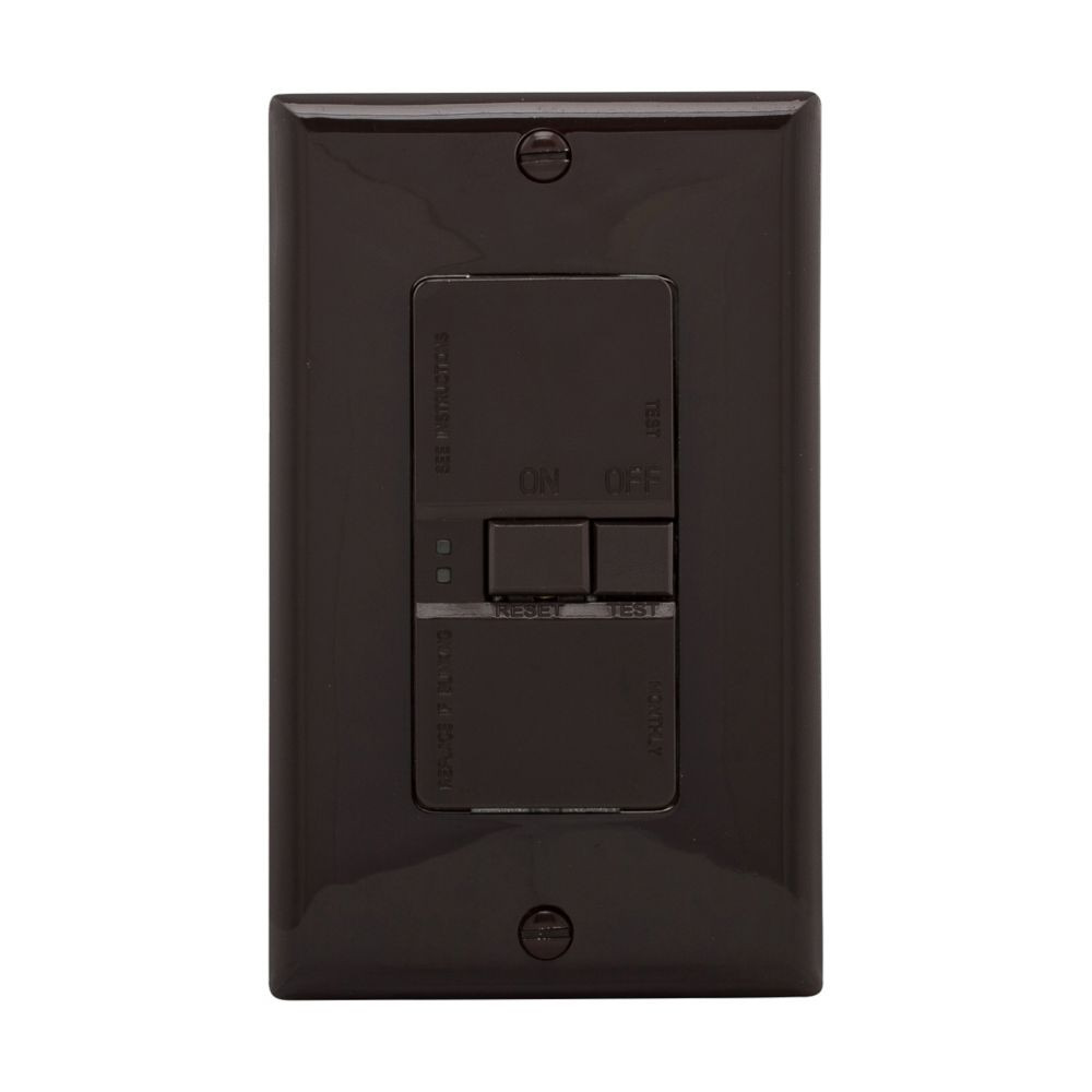 Eaton Blankface GFCI, Brown, Self-test, #14 - 10 AWG, 20A, Residential, Commercial, Flush, 125V, GFCI, Brown, Blankface, Thermoplastic,Two-pole, three-wire, grounding, SGFD20B 