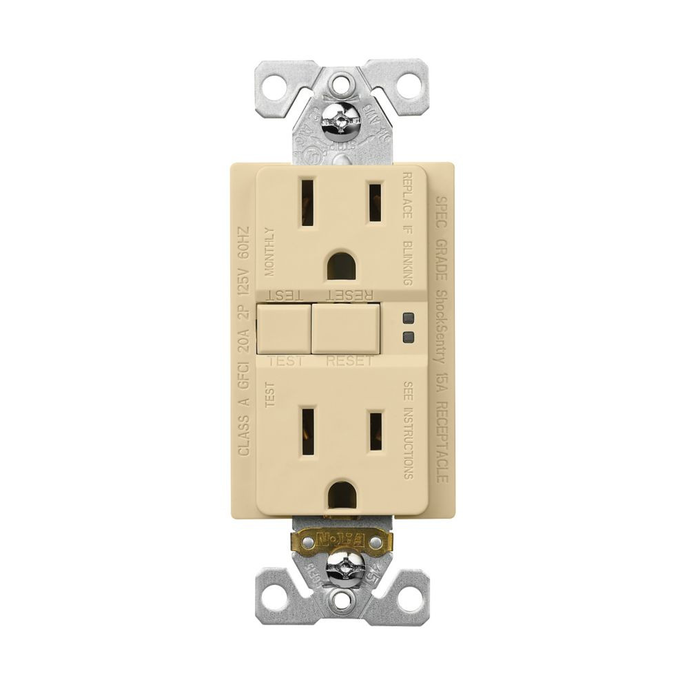 Eaton Wiring 15 Amp Duplex GFCI NAFTA-Compliant Receptacle Outlet, Ivory, SGF15FV