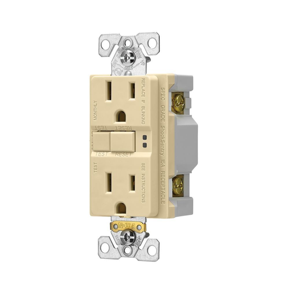 Eaton Wiring 15 Amp Duplex GFCI NAFTA-Compliant Receptacle Outlet, Ivory, SGF15FV