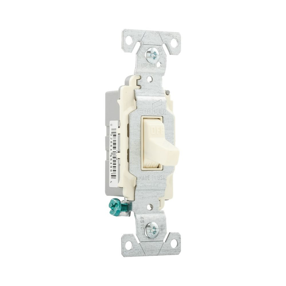 Eaton CS120A 20-Amp 120/277-volt Commercial Grade Single Pole Compact Toggle Switch with Side Wiring, Almond