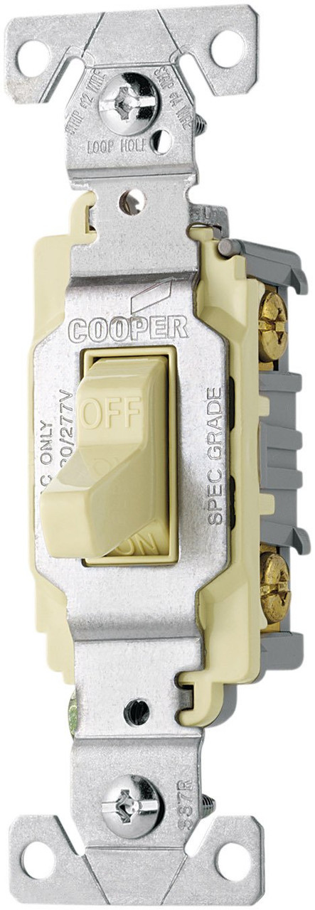 (case of 5) Eaton CS120A 20-Amp 120/277-volt Commercial Grade Single Pole Compact Toggle Switch with Side Wiring, Almond
