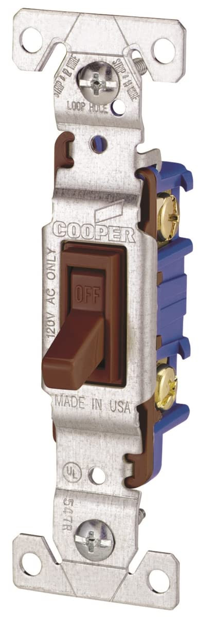 (case of 10) Eaton toggle switch 1301B, #14-10 AWG, 15A, Brown, Single-Pole, Polycarbonate 