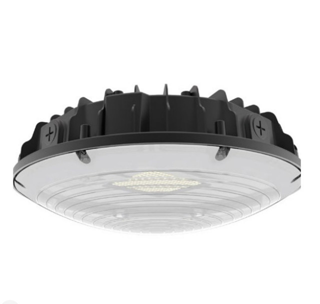 Stonco Garage and Canopy round LED Luminaire, Color Selectable, Lumen Selectable, Surface Mount, Type 5 Light Distribution, 120-347V, Bronze finish, GCR60-SCT-G1-SM-5-10-BZ