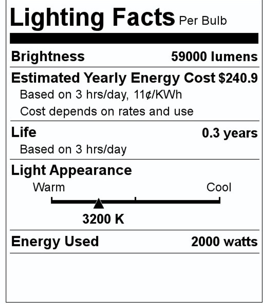  GE 88610 Specialty Halogen Light Bulb (88610) #CYX - 2,000 watt - 120 volt - T10 - Mogul Bi-Post (G38) Base - 3,200K - Quartzline - Showbiz