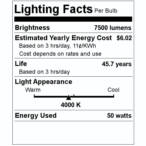 GE 22779 LED Omni-Directional Corncob, LED50ED23.5M/740, Medium Base, 50 watts, 4000K Cool White, 7500 Lumens, HID type B Replacement, ballast bypass
