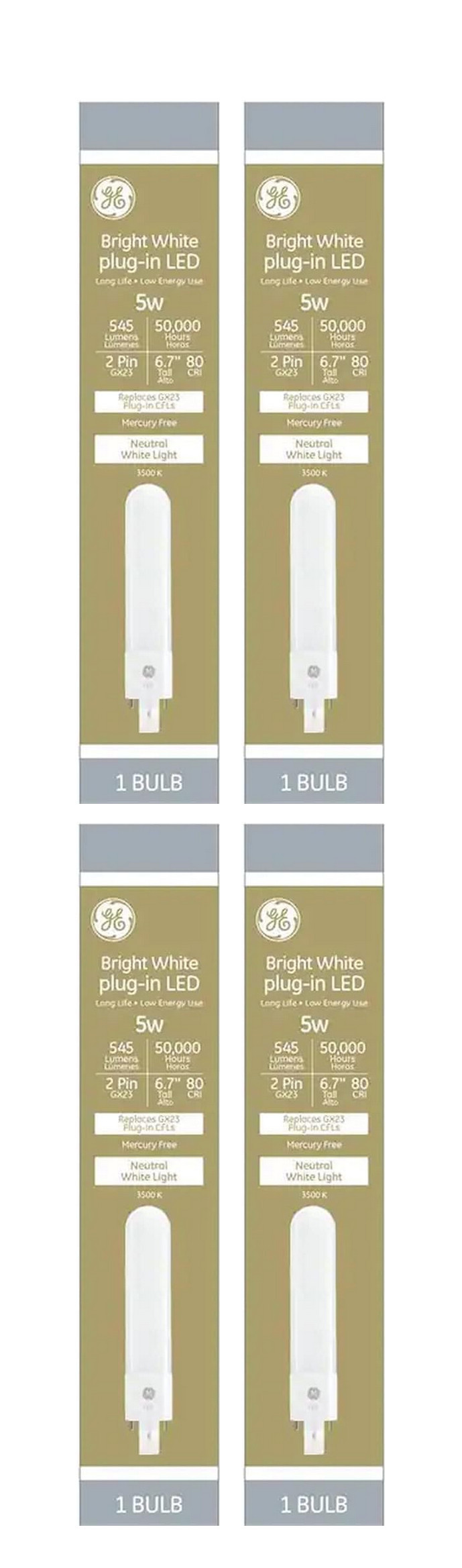 GE 30543 plug-in LED Bright White 5 watts 545 lumens LED5GX23 3500K