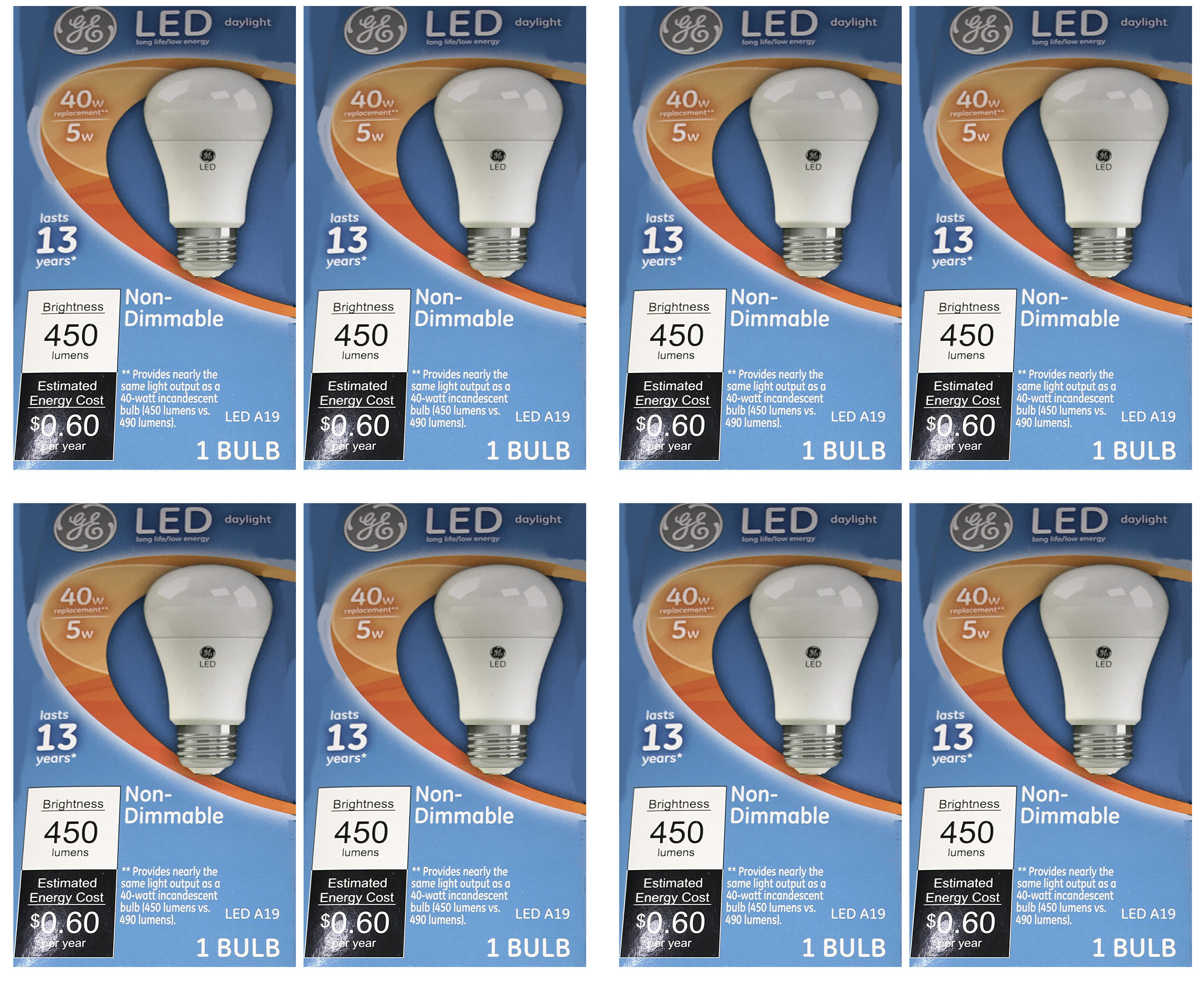 (8 pack) GE 61968 LED A19 40 watt equivalent Daylight LED Light Bulb