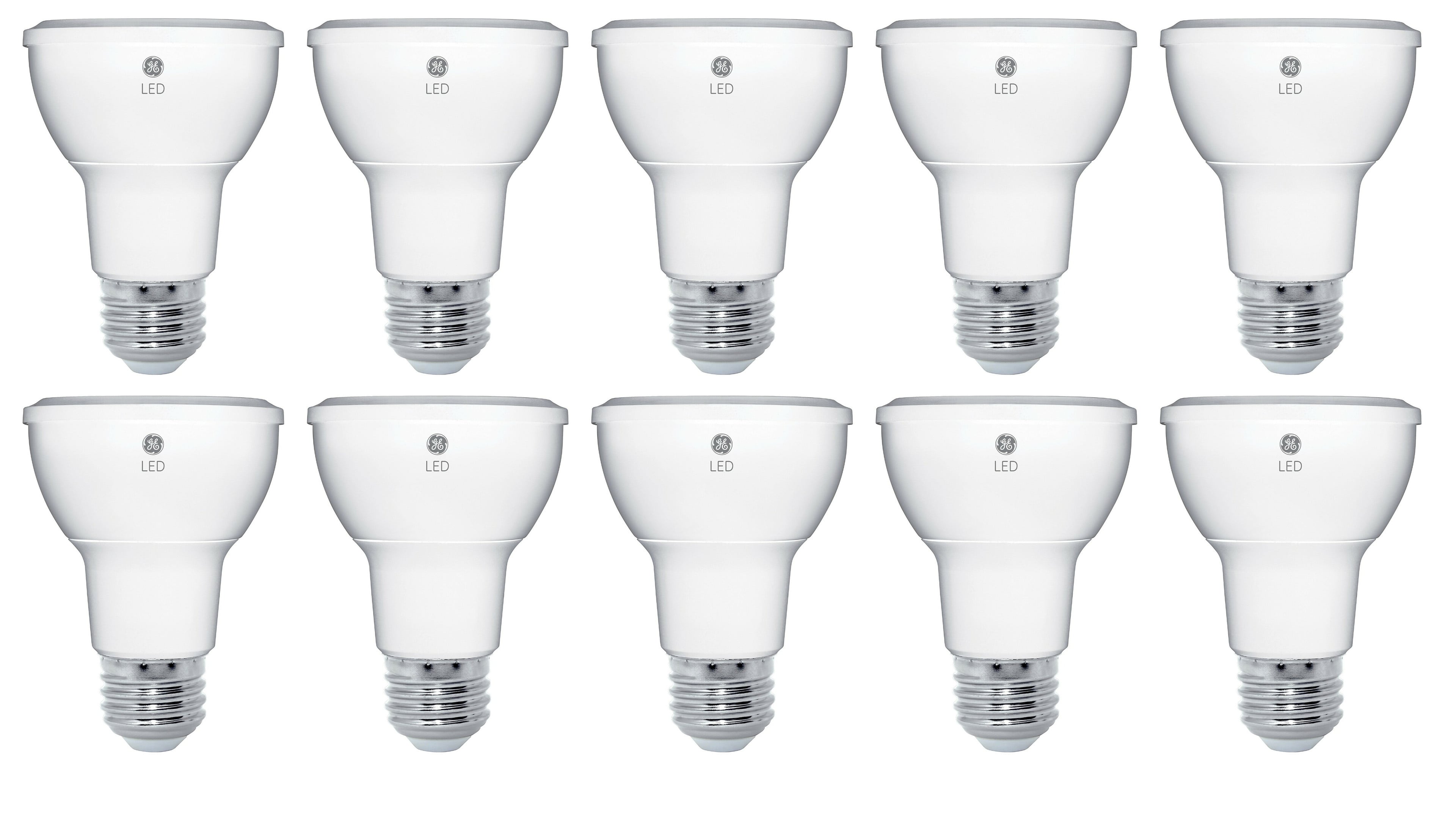 (10 bulbs) GE Lighting 89985 Energy-Smart LED Equivalent Wattage 7 watt, 500-Lumen PAR20 Bulb with Medium Base, Soft White