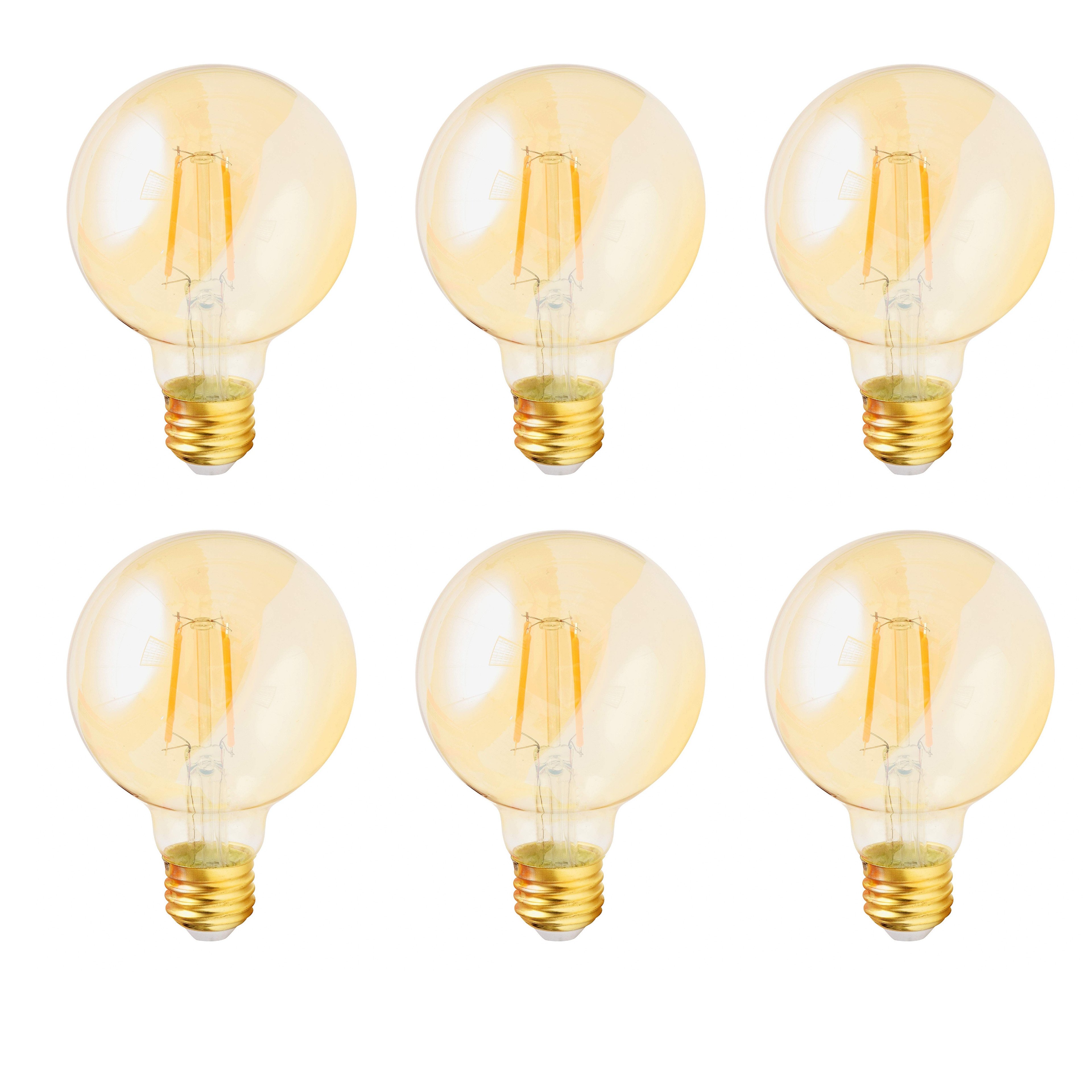 (6 bulbs) SYLVANIA LED Vintage G25 40W Equivalent, Efficient 4.5W, E26 Medium Base, Dimmable 2175K Amber Glow Light Bulb