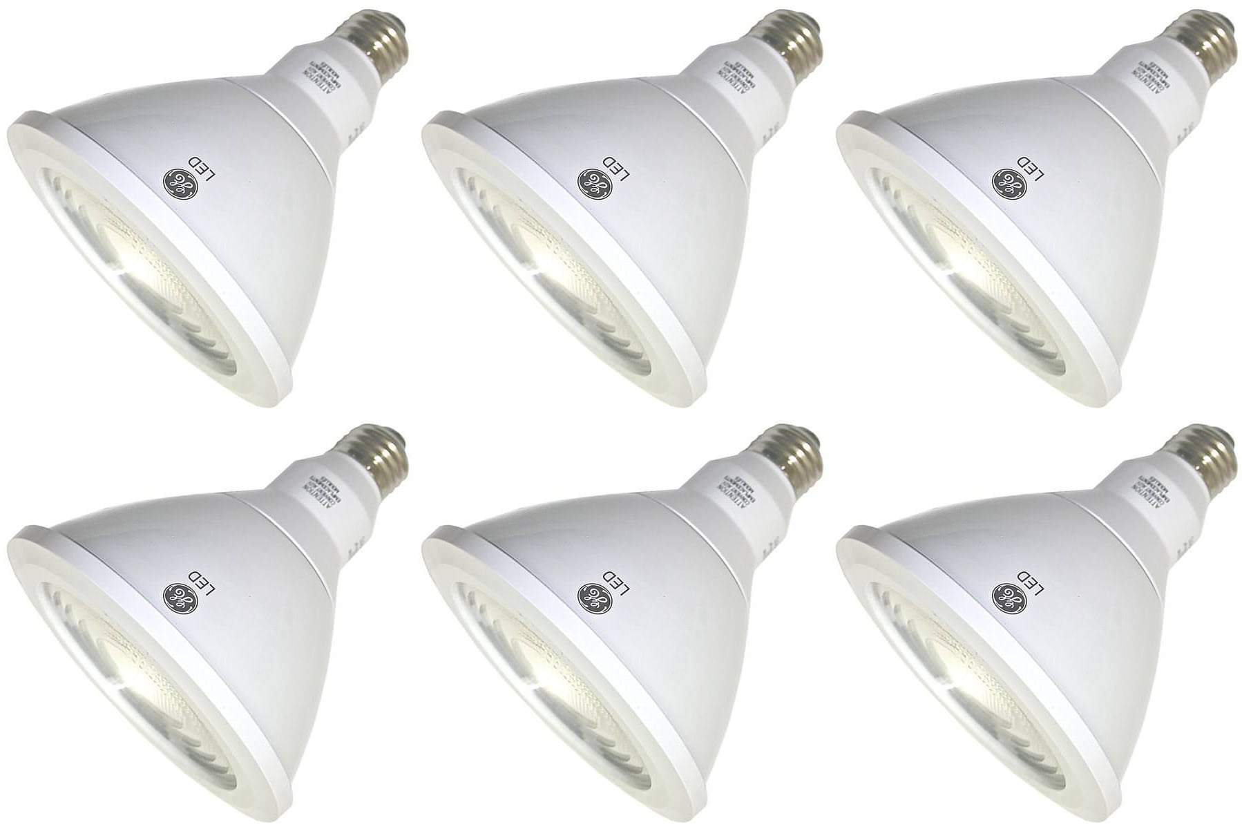(6 bulbs) GE 92973 LED PAR38 Reflector Flood, 12 watts, 1050 lumens, 3000K Natural White, Dimmable, White
